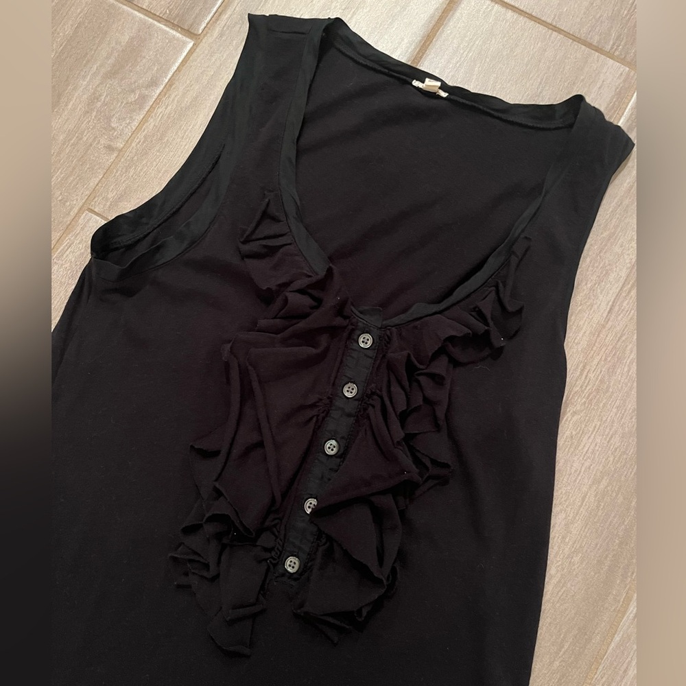 J. Crew Black Ruffle Sleeveless Top (S)